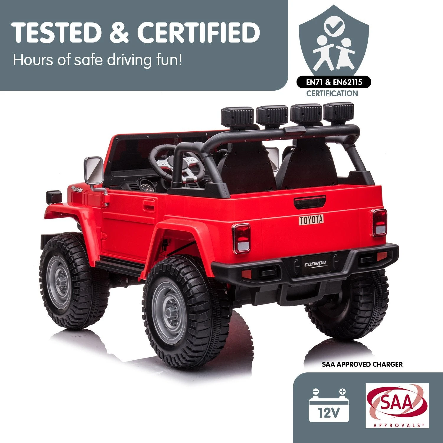 Licensed Toyota FJ-40 Electric Kids Ride On Car- Red - Toy Warehouse Licensed Toyota FJ-40 Electric Kids Ride On Car- Red - Toy Warehouse -MY LITTLE SHOP V240 CAR TYT FJ40 RD 70538 09