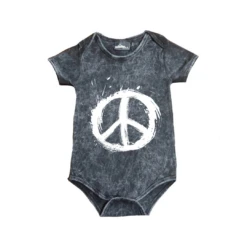MLW By Design - Peace Sign Stonewash Bodysuit | Black Or Sand - MLW By Design