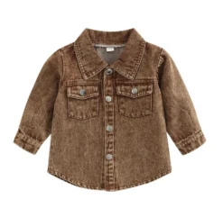 Brown Acid Wash Jacket - Affordable Baby