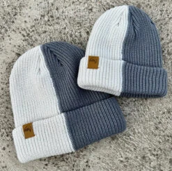 Mini Maxwell - 2 Tone Knit Beanie White/ Grey - Mini Maxwell