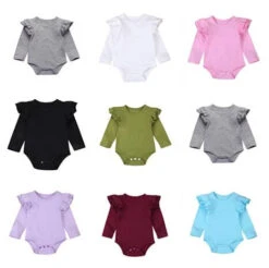 Long Sleeve Flutter Bodysuit | 8 Colours - Affordable Baby