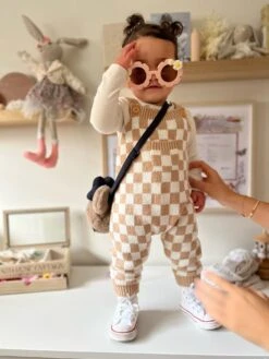 Gingham Knitted Jumpsuit | Sand - Affordable Baby -MY LITTLE SHOP image fba1407c 2a46 4348 aeeb 01d53a6f6197