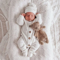 3 Little Crowns - Knitted Romper | Ivory - 3 Little Crowns