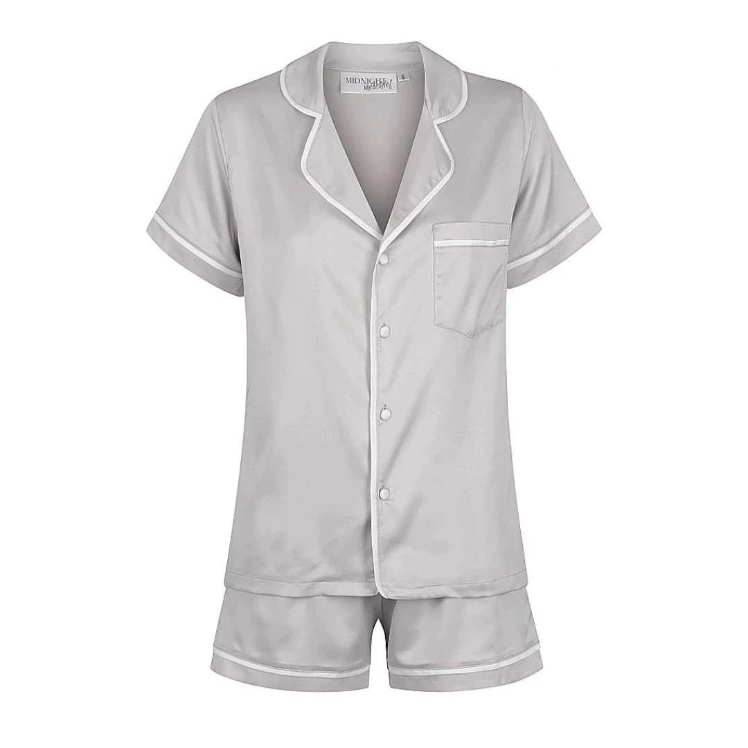 Midnight Mischief - Baby & Kids Luxe Satin Personalised Short Sleeve Pyjama Set | Grey & White - Midnight Mischief Midnight Mischief - Baby & Kids Luxe Satin Personalised Short Sleeve Pyjama Set | Grey & White - Midnight Mischief -MY LITTLE SHOP kids luxe personalised pyjama set greywhiteproduct namekids pyjamasmidnight mischief sleepwear 103770