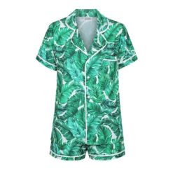 Midnight Mischief - Baby & Kids Luxe Satin Personalised Short Sleeve Pyjama Set | Hamptons Print - Midnight Mischief