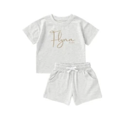 MLW By Design - Personalised Lounge Script Set | Grey Marle - MLW By Design