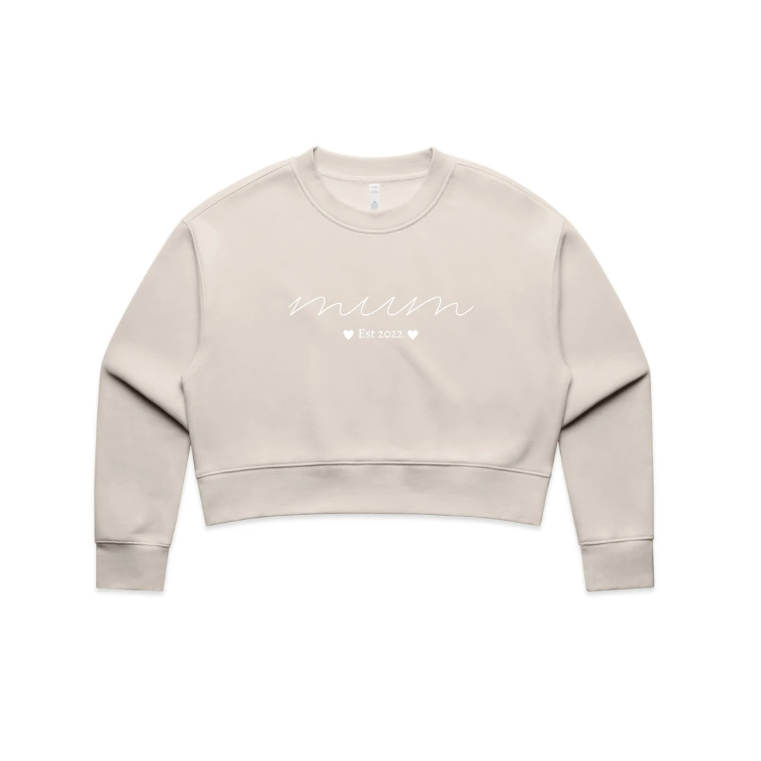 MLW By Design - Personalised Established Mum Adult Crop Crew | Various Colours - MLW By Design MLW By Design - Personalised Established Mum Adult Crop Crew | Various Colours - MLW By Design -MY LITTLE SHOP mum 11