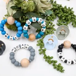 CMC GOLD - Personalised Beech Wood & Silicone Teether - CMC Gold -MY LITTLE SHOP personalised beech wood silicone teether wooden teether 2 5000x 8bee3044 2001 49e5 b6c4 4acbbc161252