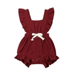 Bow Ruffle Romper | Burgundy - Affordable Baby