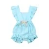 Bow Ruffle Romper | Aqua - Affordable Baby