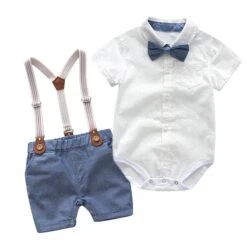 Arlo Bow Tie & Suspenders Set | Blue - Affordable Baby