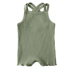Georgia Cross Back Romper | Khaki - Affordable Baby