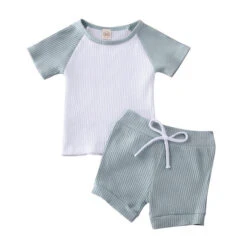 Two Tone Ribbed Set | Pale Blue - Affordable Baby