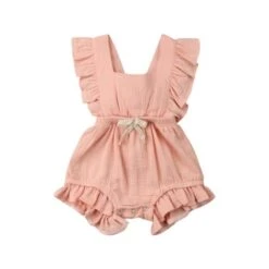 Bow Ruffle Romper | Peach - Affordable Baby