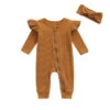 Ribbed Flutter Romper | Brown *CLEARANCE* - Affordable Baby