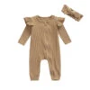 Ribbed Flutter Romper | Latte *CLEARANCE* - Affordable Baby -MY LITTLE SHOP product image 1856871663