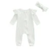 Ribbed Flutter Romper | White *CLEARANCE* - Affordable Baby
