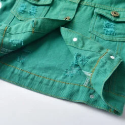 Distressed Denim Jacket | Green - Affordable Baby -MY LITTLE SHOP product image 1986099707