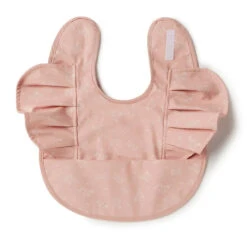 Snuggle Hunny Kids - Waterproof Frill Snuggle Bib | Dusty Rose Flower - Snuggle Hunny Kids