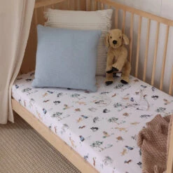 Snuggle Hunny Kids - Organic Fitted Cot Sheet | Dog Park - Snuggle Hunny Kids