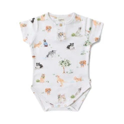 Snuggle Hunny Kids - Short Sleeve Organic Bodysuit | Dog Park - Snuggle Hunny Kids
