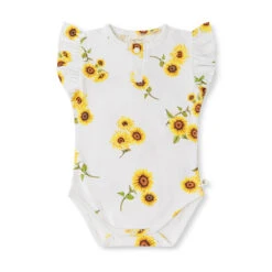 Snuggle Hunny Kids - Short Sleeve Organic Bodysuit | Sunflower - Snuggle Hunny Kids